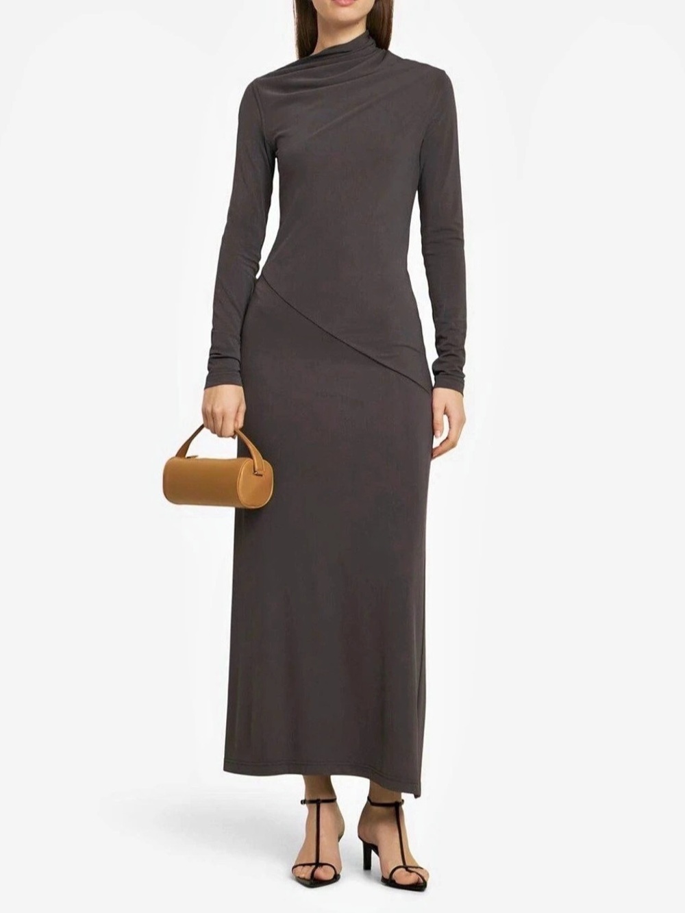TOTEME Draped Jersey Maxi Dress Anthracite XL NWT